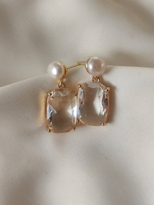 CHRISTINA - Classic Pearl & Crystal Bridal Earrings