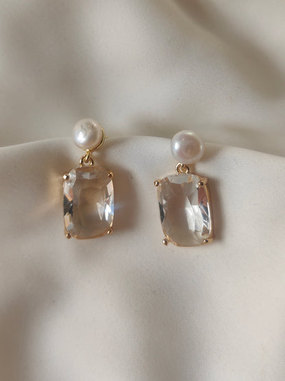 CHRISTINA - Classic Pearl & Crystal Bridal Earrings