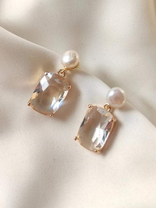 CHRISTINA - Classic Pearl & Crystal Bridal Earrings