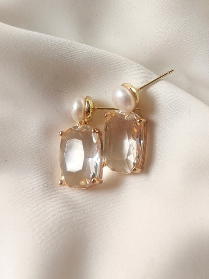 CHRISTINA - Classic Pearl & Crystal Bridal Earrings