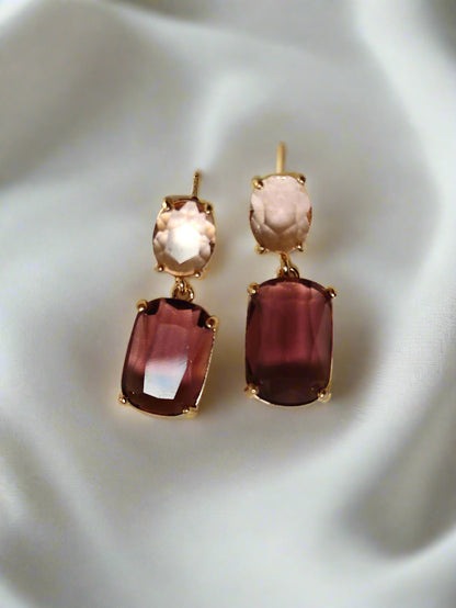 Double Gem Earring - Blush / Grape