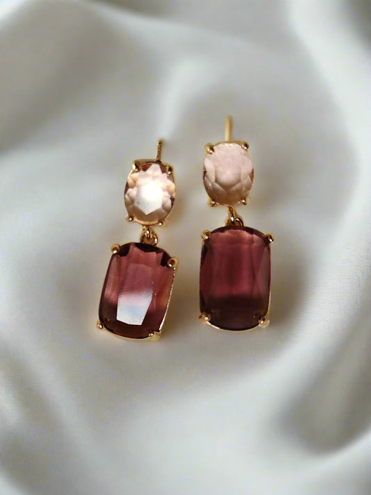 Double Gem Earring - Blush / Grape