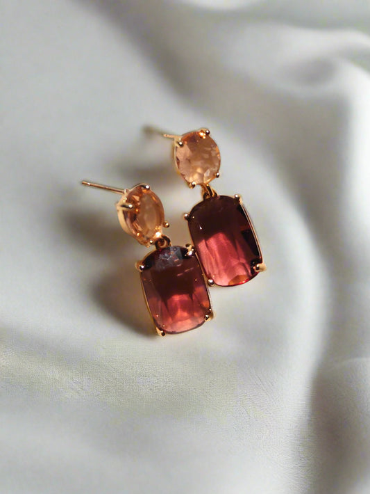 Double Gem Earring - Blush / Grape