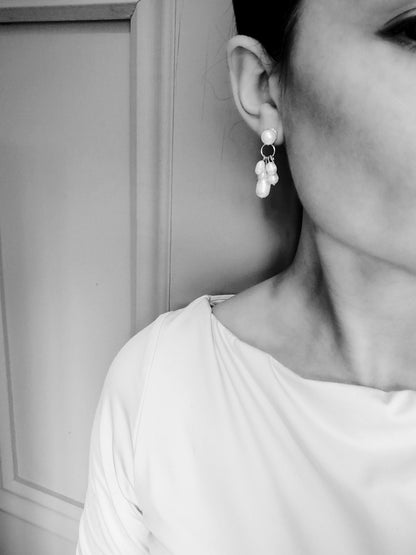 HAILEY - Statement Freshwater Pearl Bridal Earrings