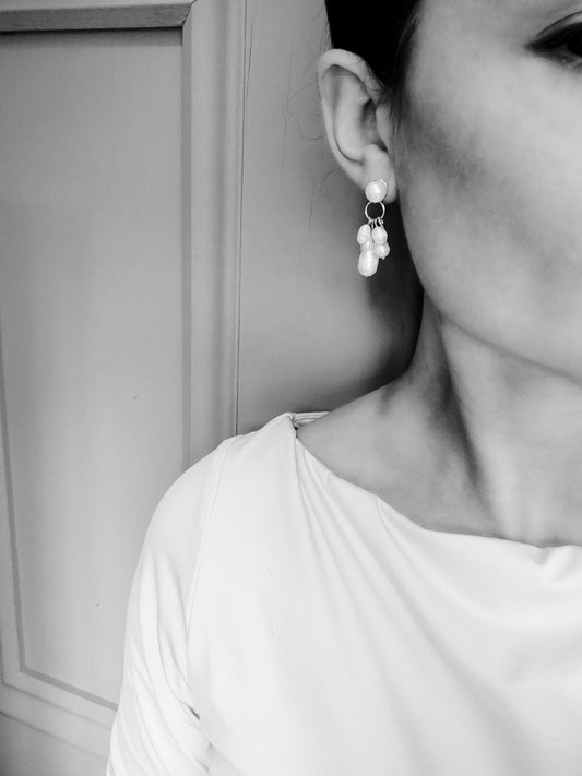 HAILEY - Statement Freshwater Pearl Bridal Earrings
