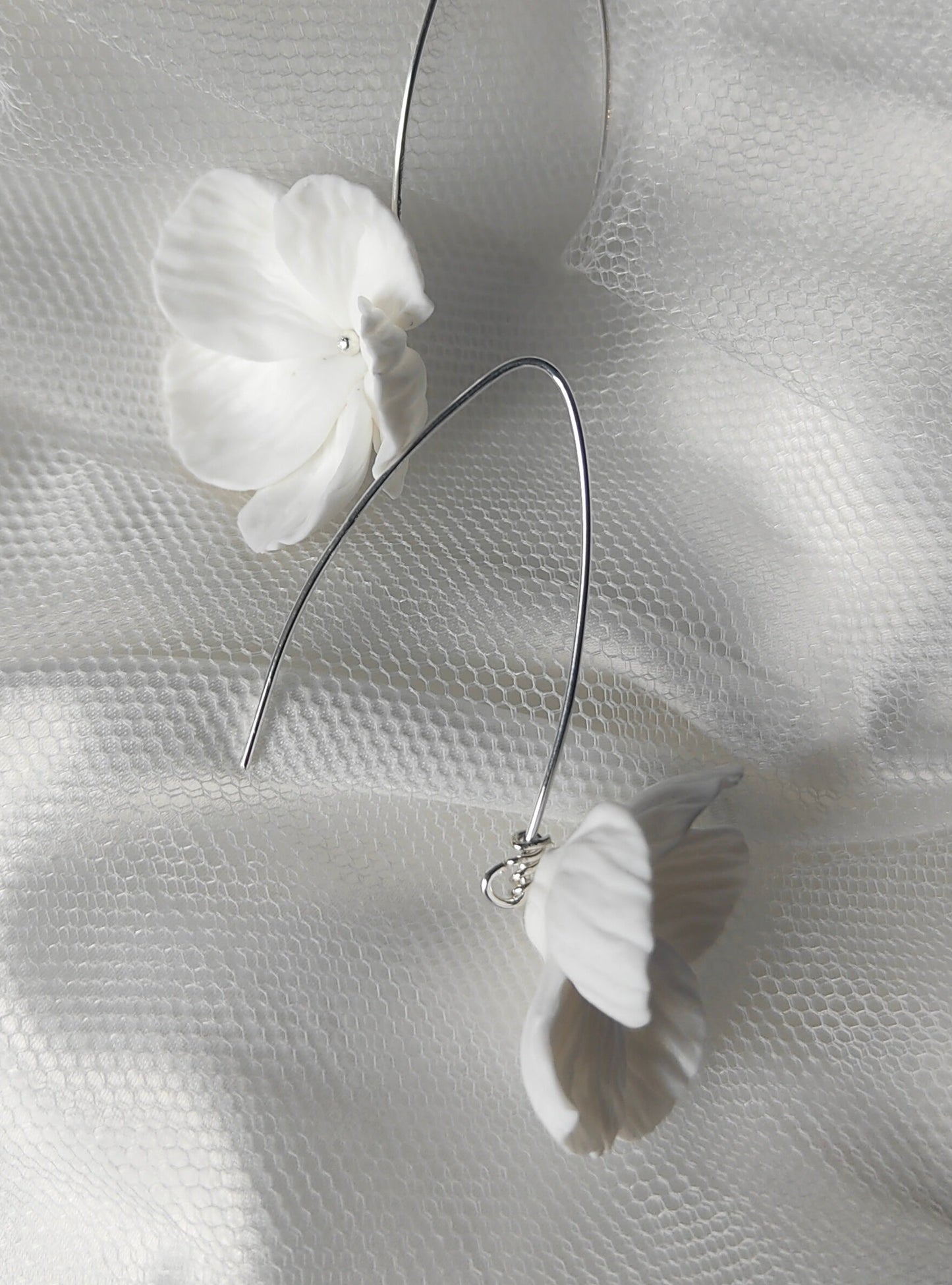 BLANCHE SILVER - Statement Floral Bridal Earrings