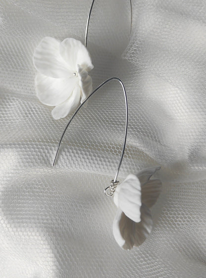 BLANCHE SILVER - Statement Floral Bridal Earrings