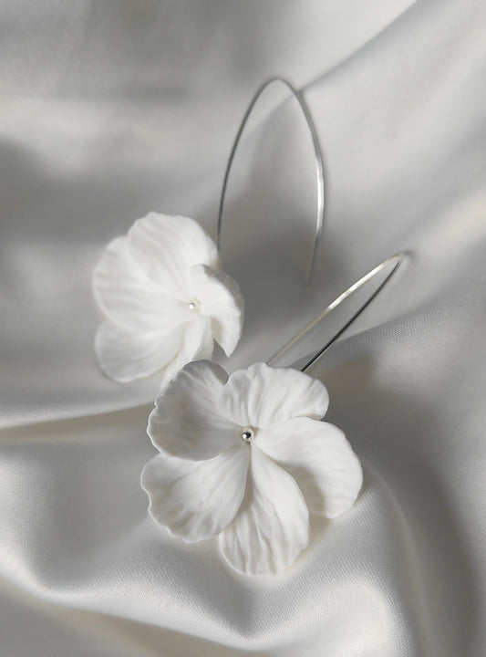 BLANCHE SILVER - Statement Floral Bridal Earrings