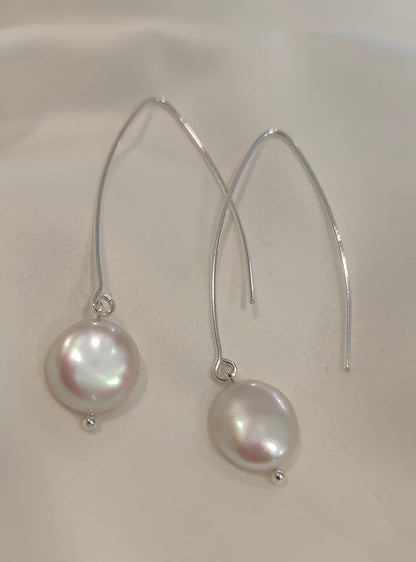 FAYE - Silver & freshwater Pearl Drop Bridal Earrings
