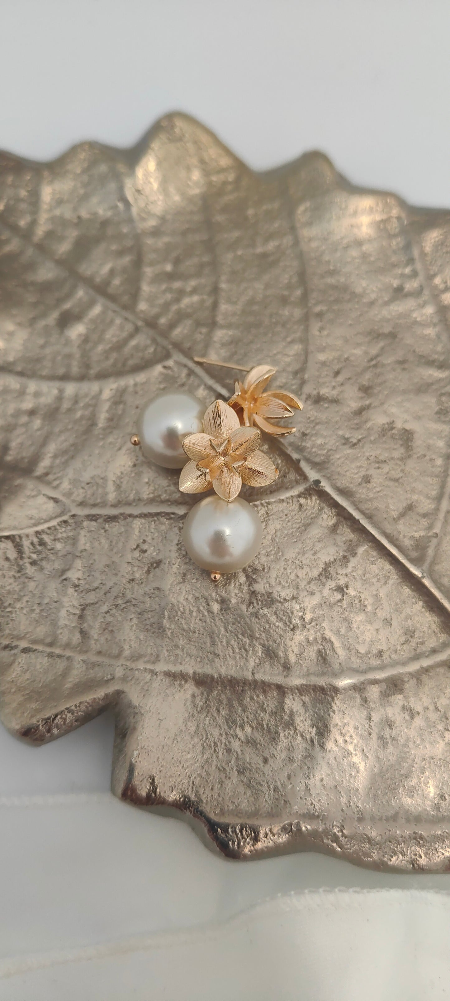 OPHELIA - Ráiteas Earring Bridal Pearl &amp; Gold