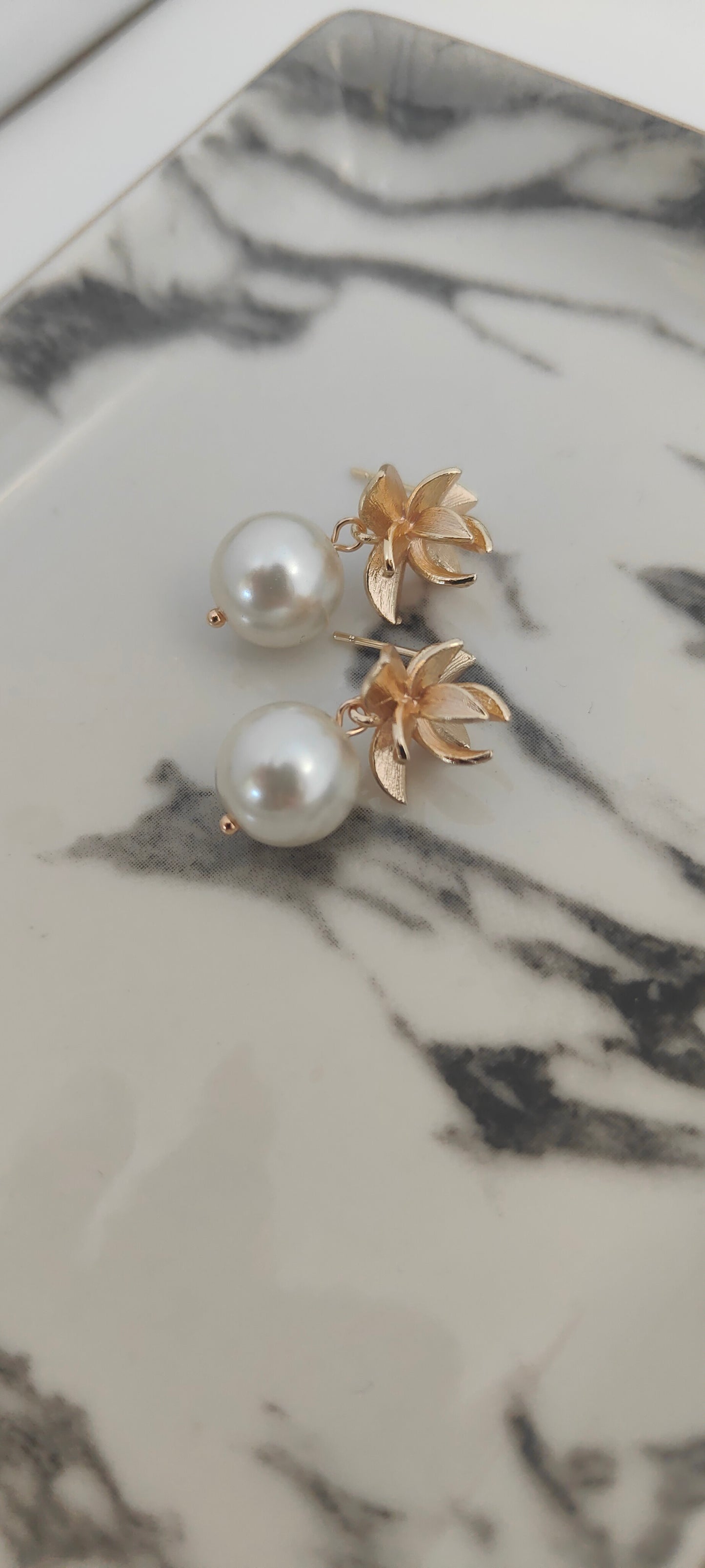 OPHELIA - Statement Pearl & Gold Bridal Earrings