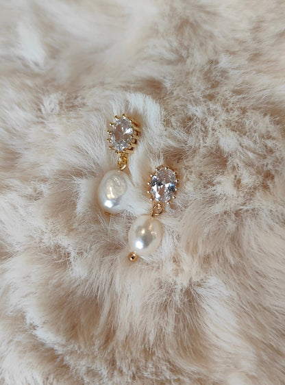 MARLA - Statement Pearl & Crystal Bridal Earrings