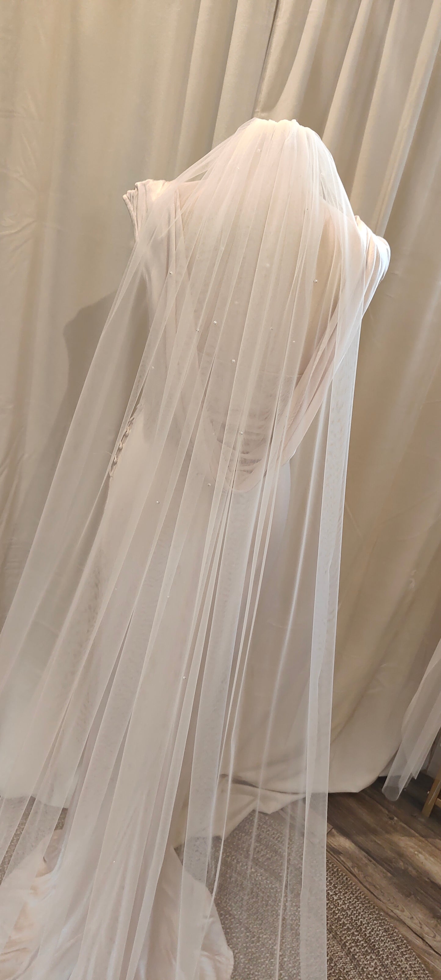 JENNIFER  - Cascading Pearl Wedding Veil