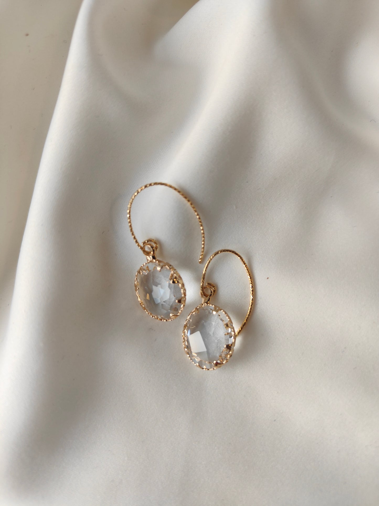 Layla - Crystal Gem Drop Earrings - Clear
