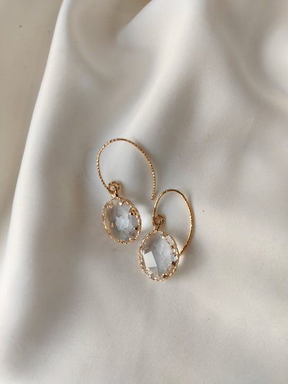Layla - Crystal Gem Drop Earrings - Clear