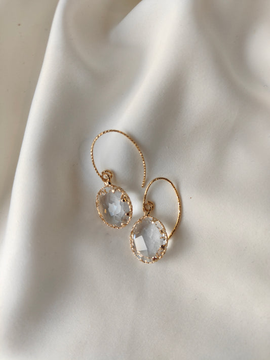 Layla - Crystal Gem Drop Earrings - Clear