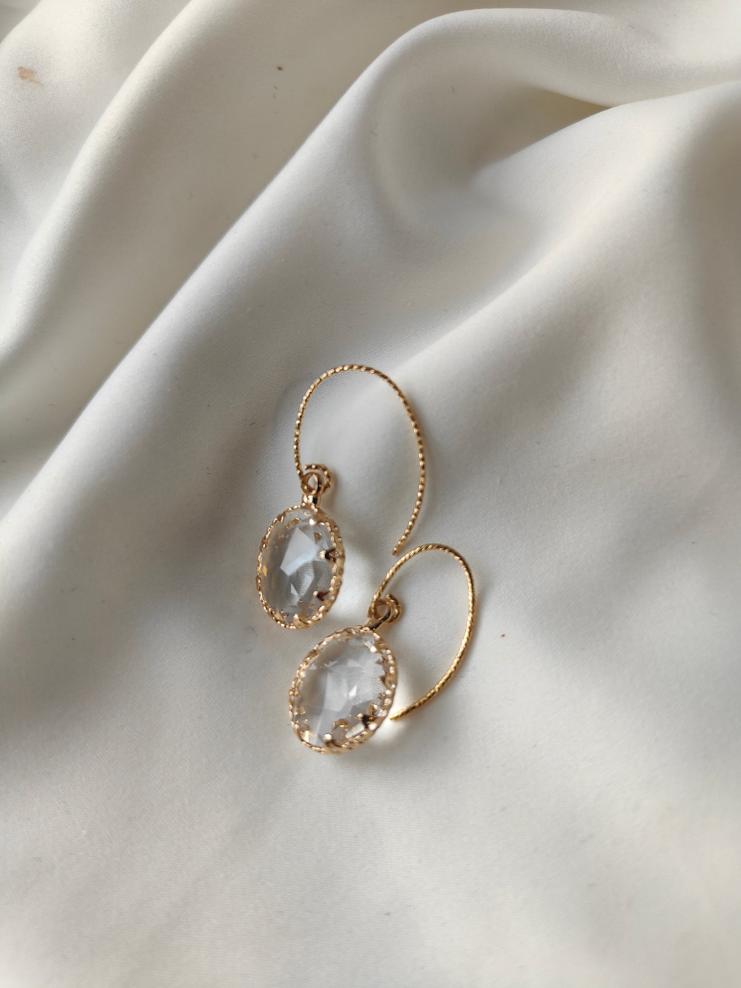 Layla - Crystal Gem Drop Earrings - Clear