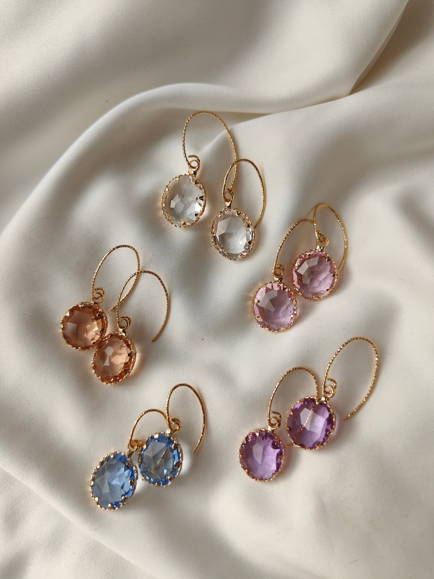 Layla - Crystal Gem Drop Earrings - Clear