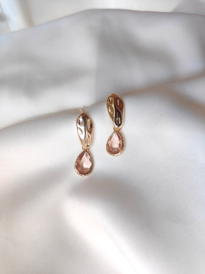 Kacey - Gold Gem Earrings - Soft Pink