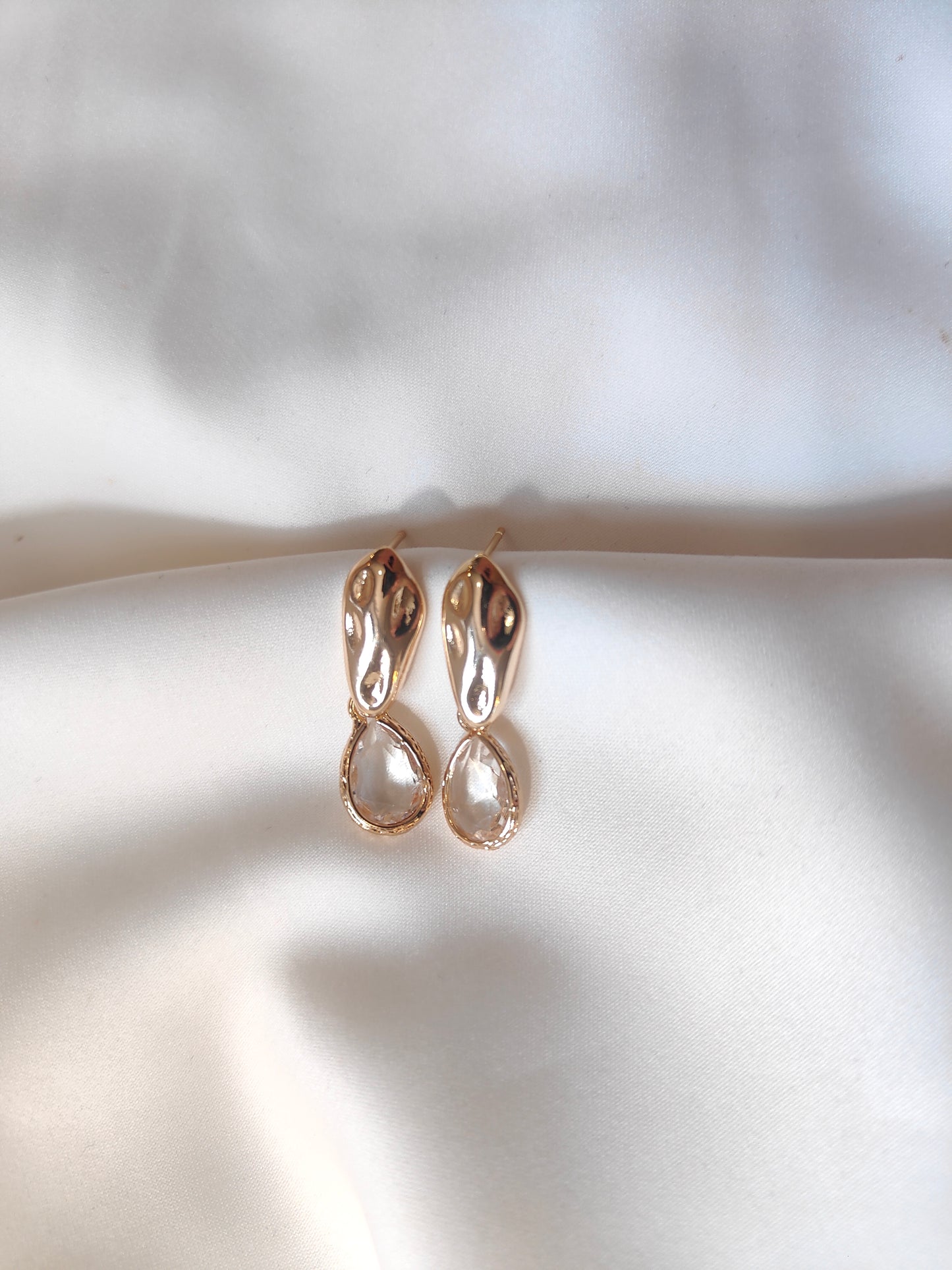 Kacey - Gold Gem Earrings - Clear