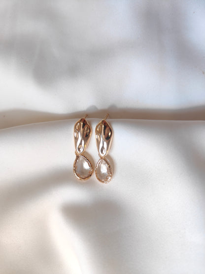 Kacey - Gold Gem Earrings - Clear