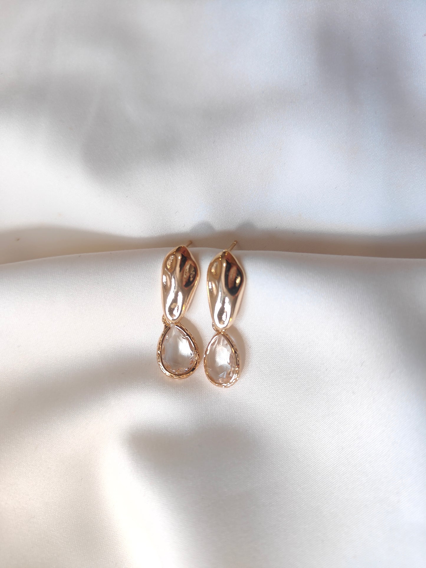 Kacey - Gold Gem Earrings - Clear
