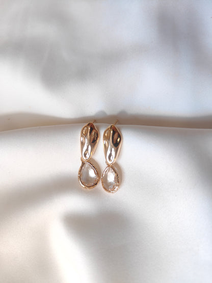 Kacey - Gold Gem Earrings - Clear