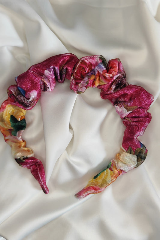 Pink Floral Petite Ruffle Headband -  ☘ IRISH DESIGN