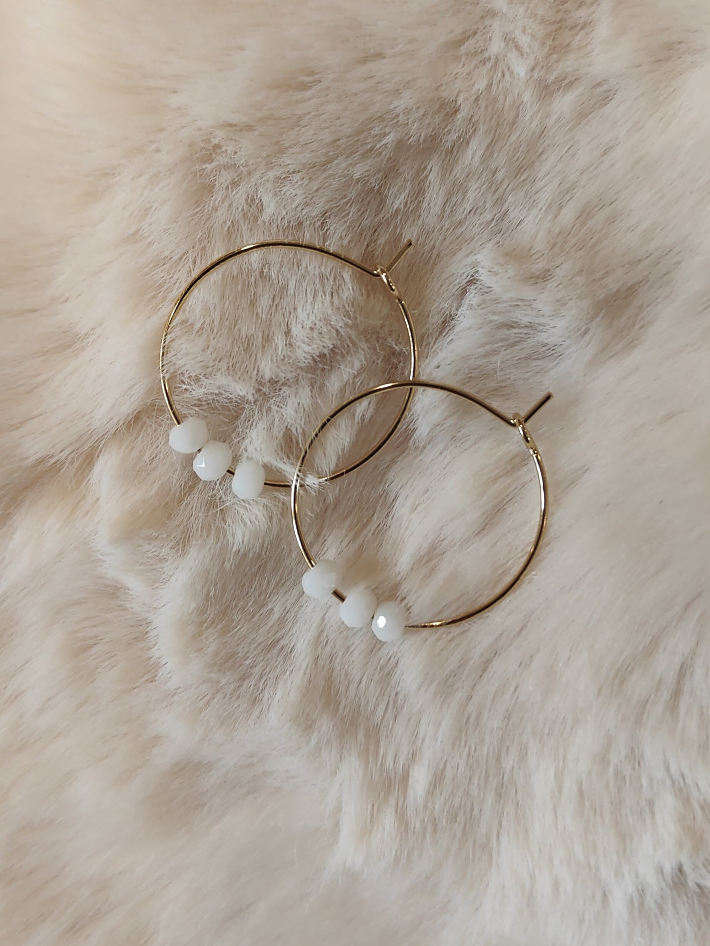 ANYA - Simple Gold & White Hoop Earrings