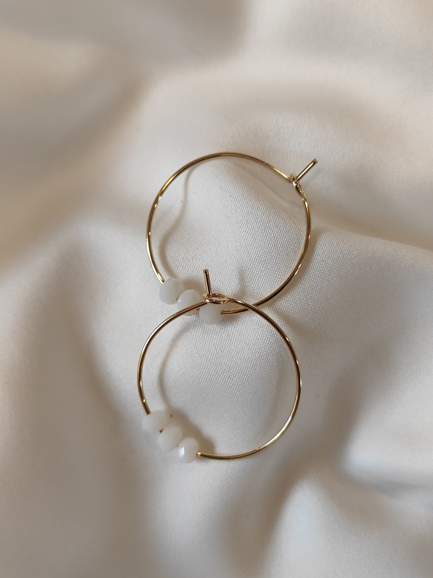 ANYA - Simple Gold & White Hoop Earrings