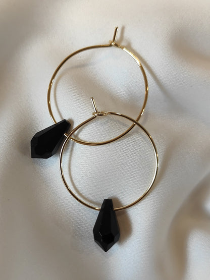 JENNA - Gold Hoop Earrings - Black