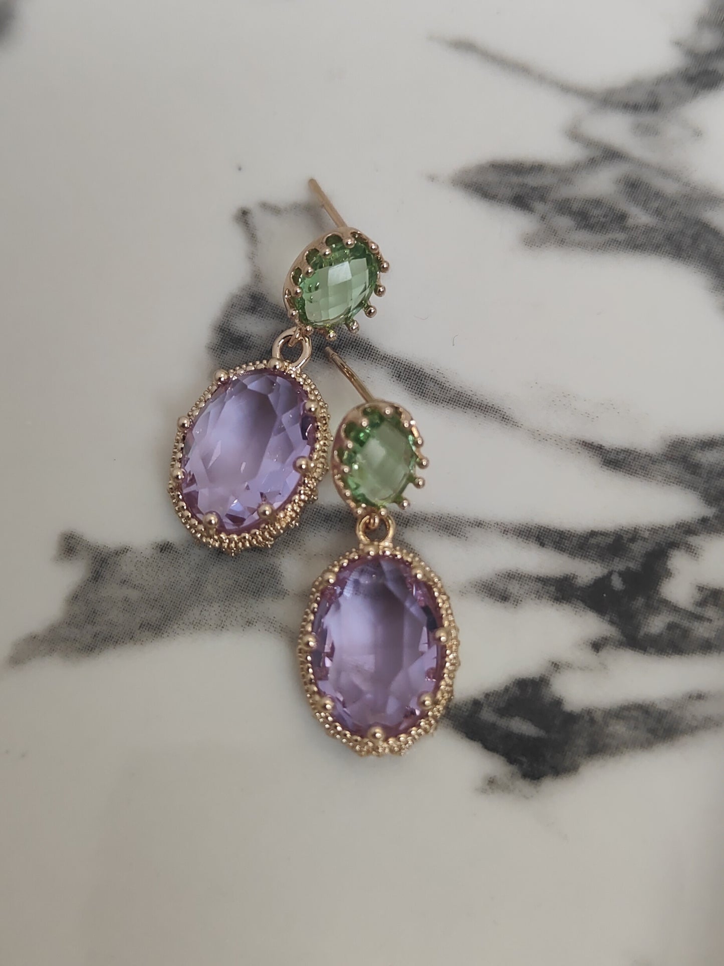 Glam Gem Earring - Lime & Lilac