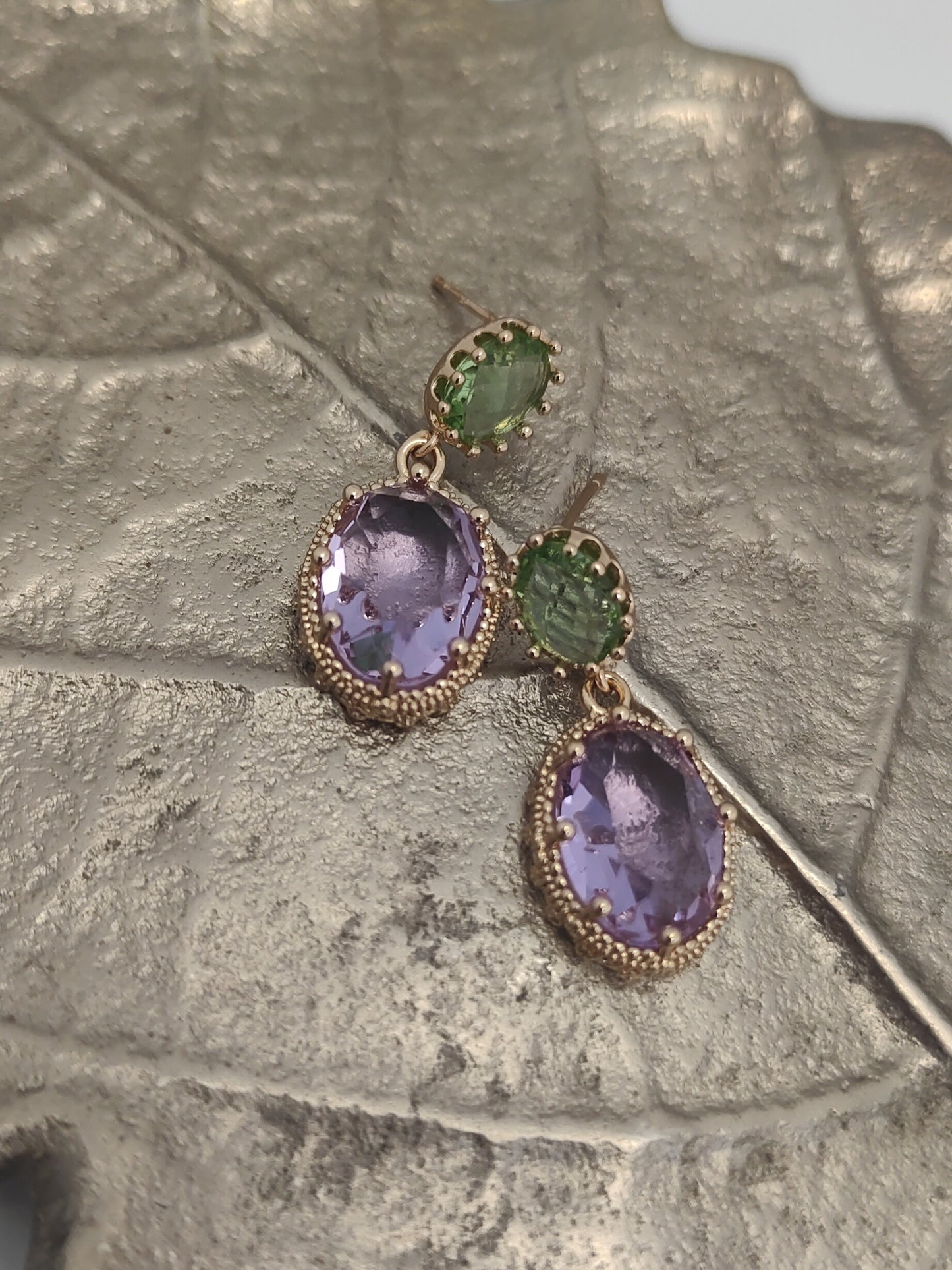 Glam Gem Earring - Lime & Lilac
