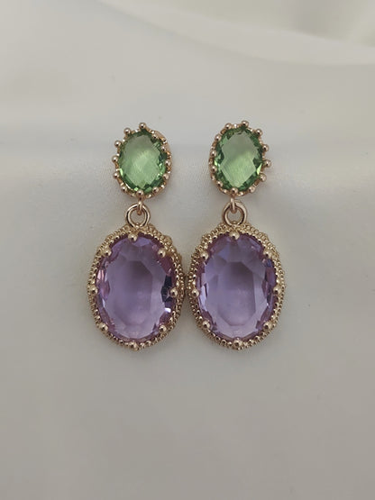 Glam Gem Earring - Lime & Lilac