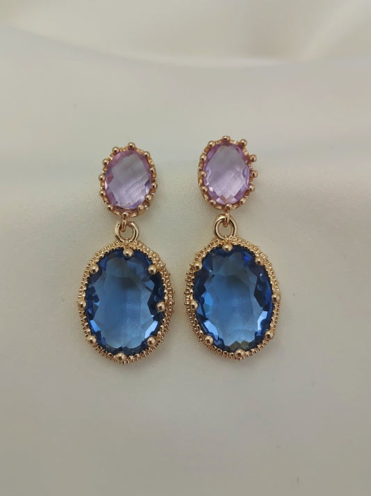 Earring Gem Glam - Lilac agus Gorm