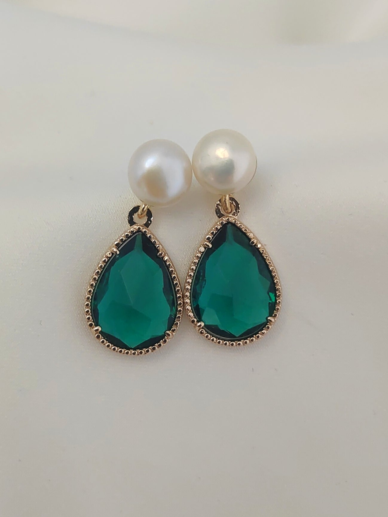 Earring Gem Pearl - Emerald