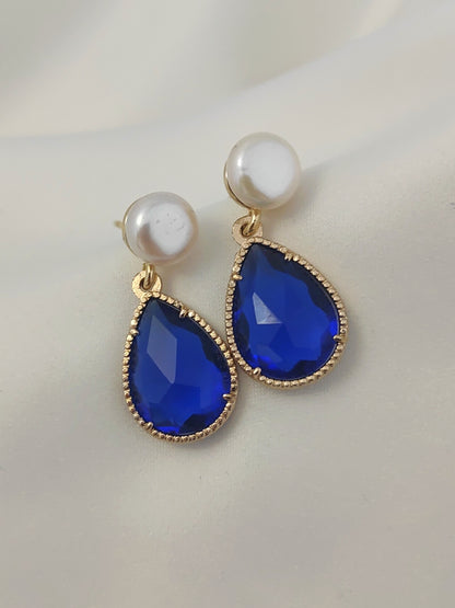 Pearl Gem Earring - Blue