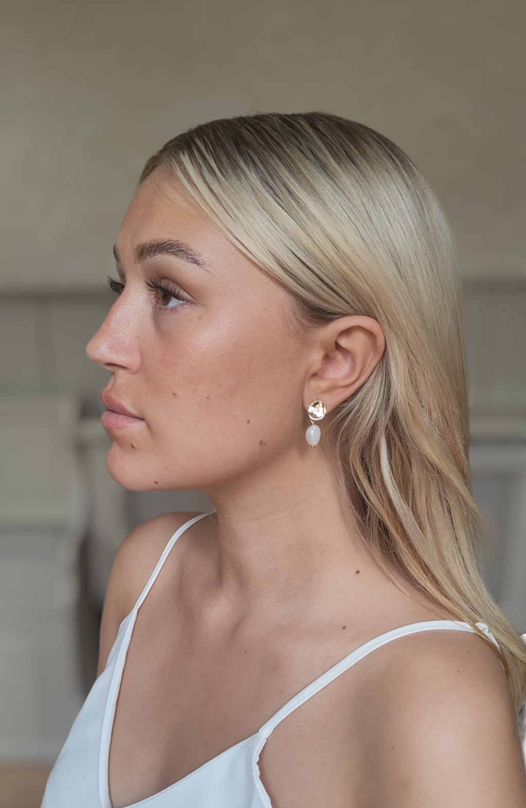 MOLLY - Statement Pearl & Gold Bridal Earrings