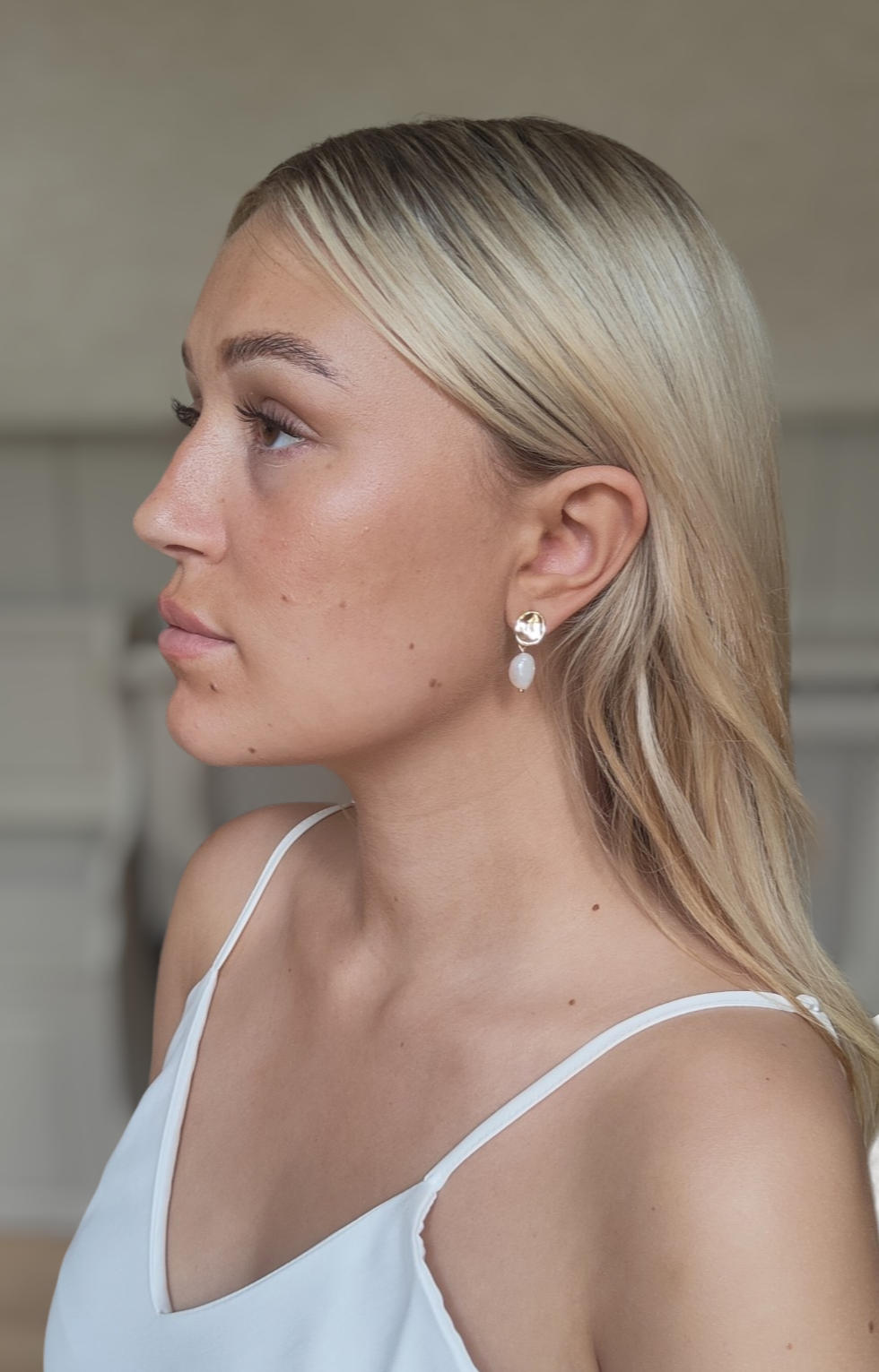 MOLLY - Statement Pearl & Gold Bridal Earrings