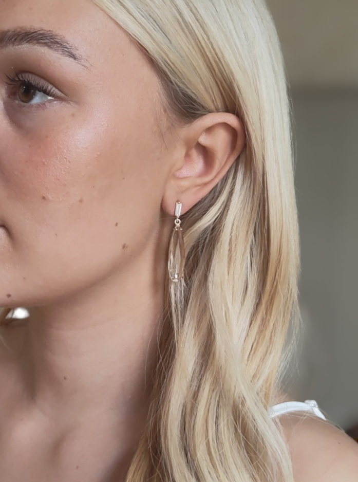 HARPER - Long Crystal Bridal Earrings