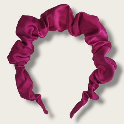 Fuchsia Pink Satin Petite Ruffle Headband  -  ☘ IRISH DESIGN