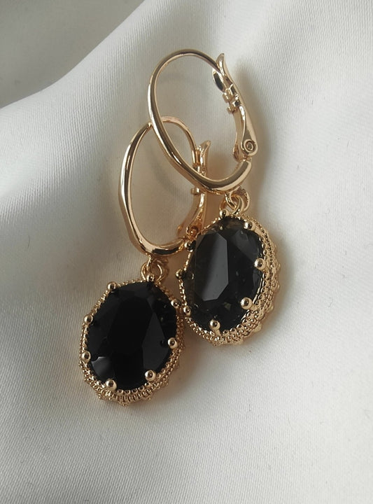 Princess Crystal Earrings - Black