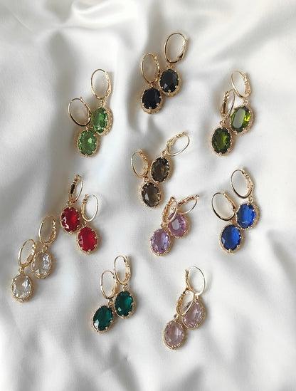 Princess Crystal Earrings - Emerald