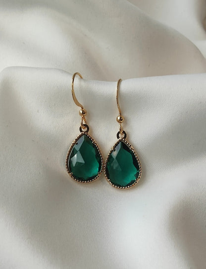 Teardrop Earrings - Emerald Green