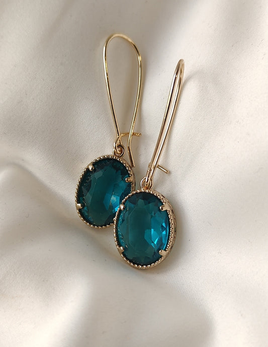 Queen Crystal Earrings - Deep Turquoise