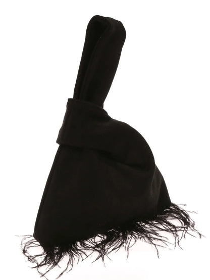 Shannon Bucket Fringe Bag - Black
