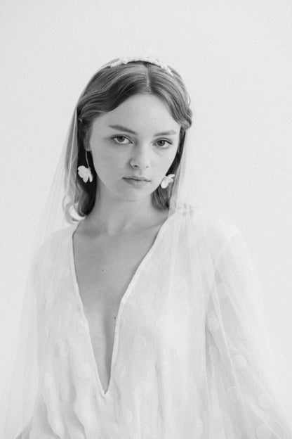 BLANCHE SILVER - Statement Floral Bridal Earrings
