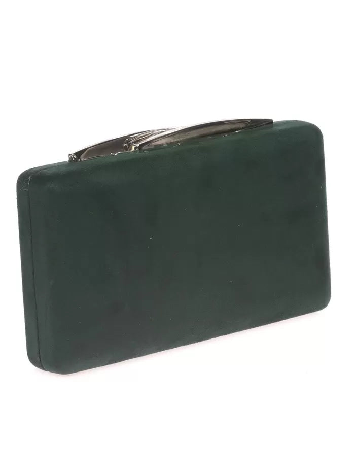 Erin Suede Clutch Bag - Dark Forest Green