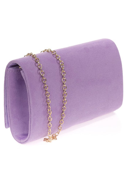 Shona - Suede Clutch Bag - Lilac