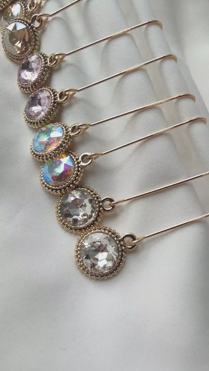 Connie - Crystal Gem Drop Earrings -Gold / Clear  Crystal